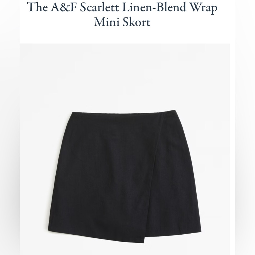 NWT Abercrombie Scarlett Black Linen Skort size Medium